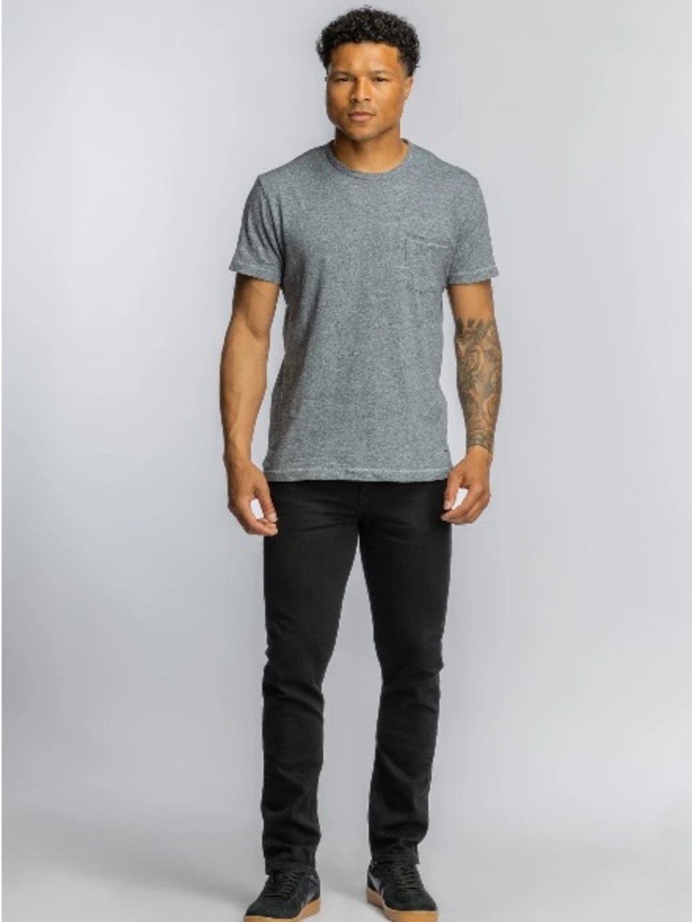 Men's Gray Short Sleeve Pocket Crew Tee